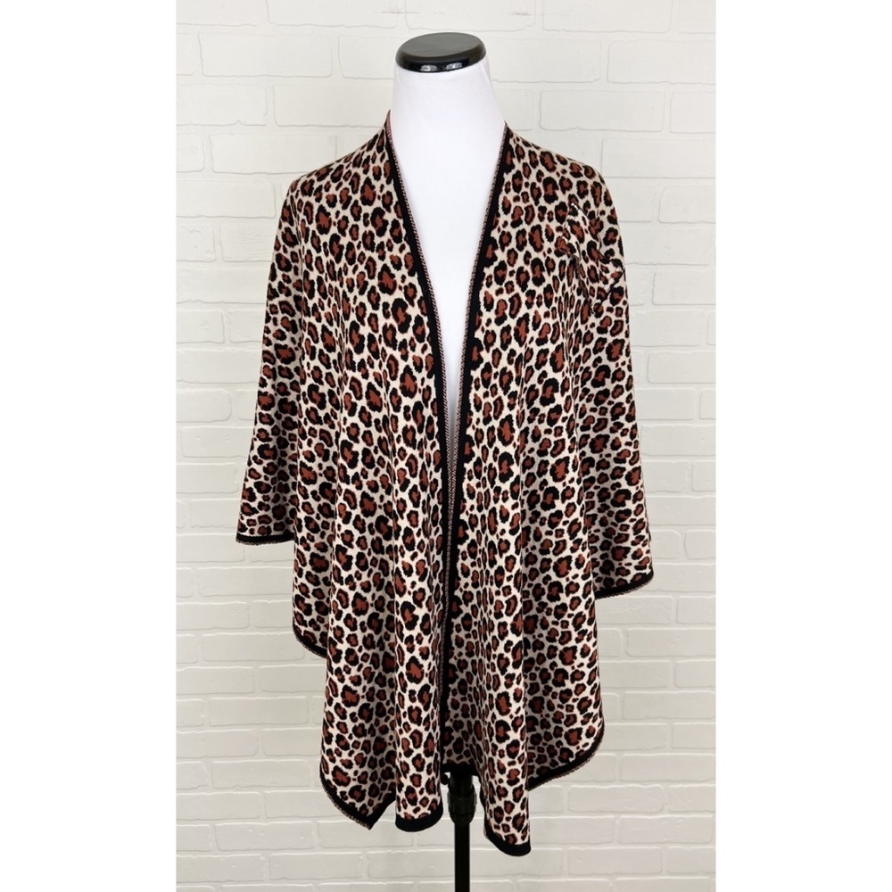 Parkhurst Leopard Print Wrap Cape Shawl Sweater Soft Stretchy One Size
